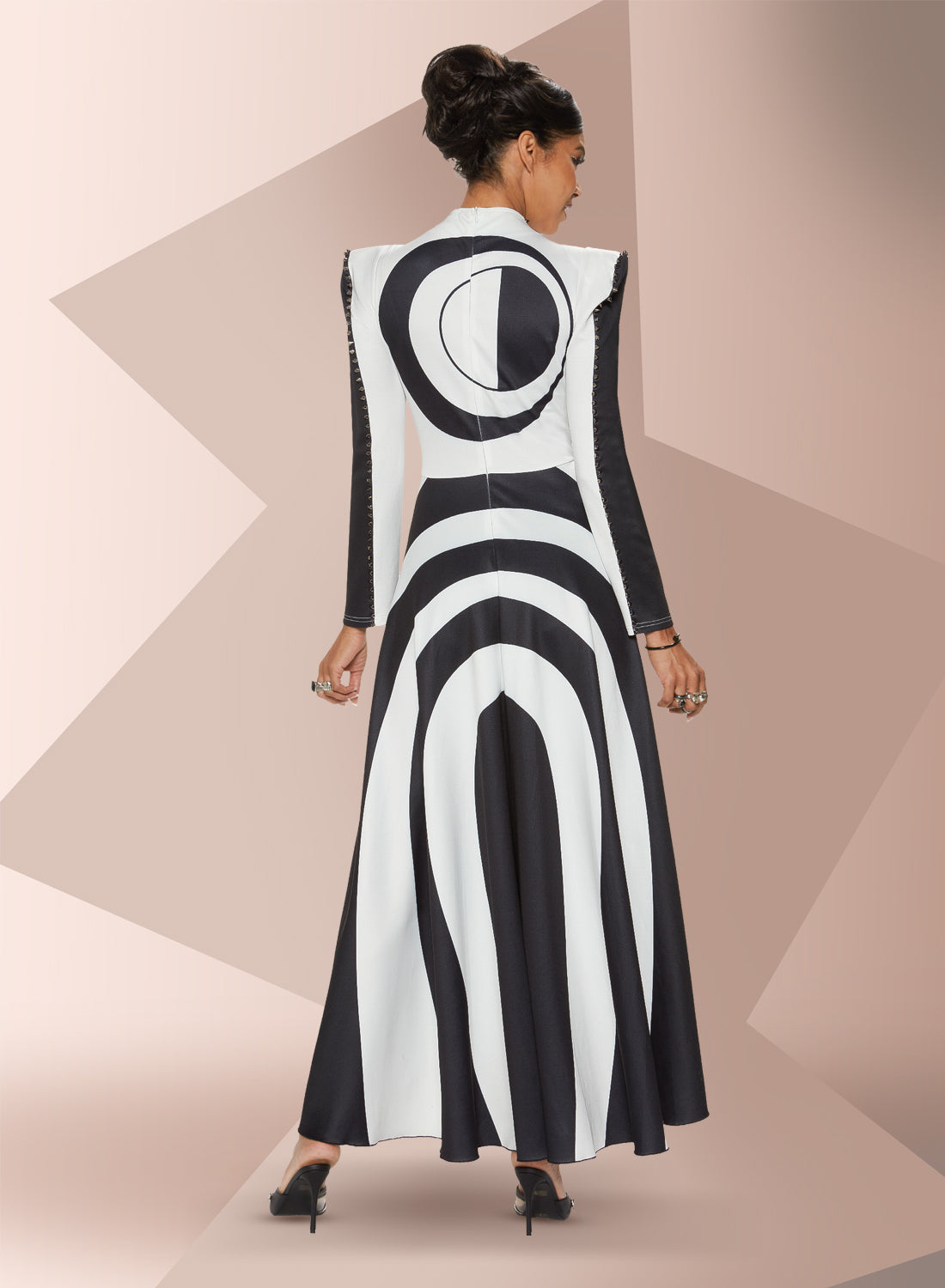 Love the Queen - 17488 - Embellished Two-tone Stretch Crepe Dress