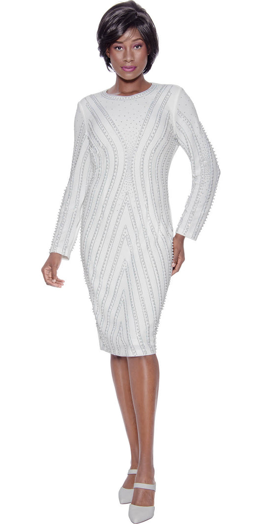 Terramina 7143 - Off White - Embellished Dress