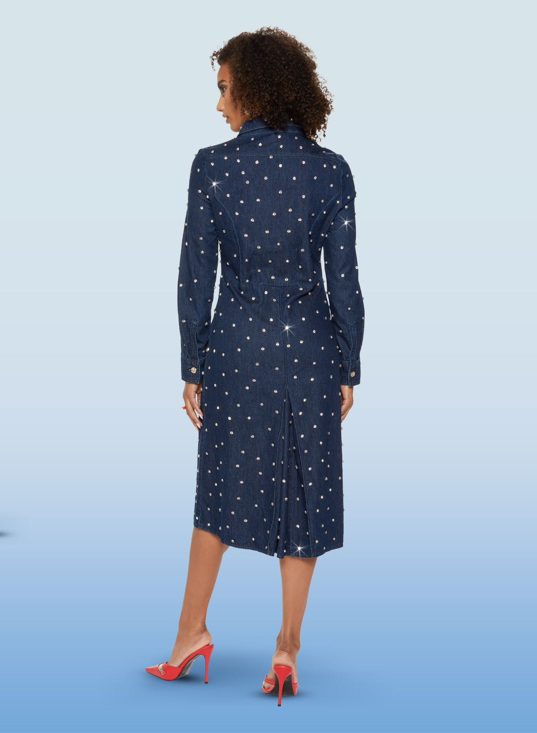 DV Jeans - 8475 - Dark Blue Stretch Denim Rhinestone Embellished Dress
