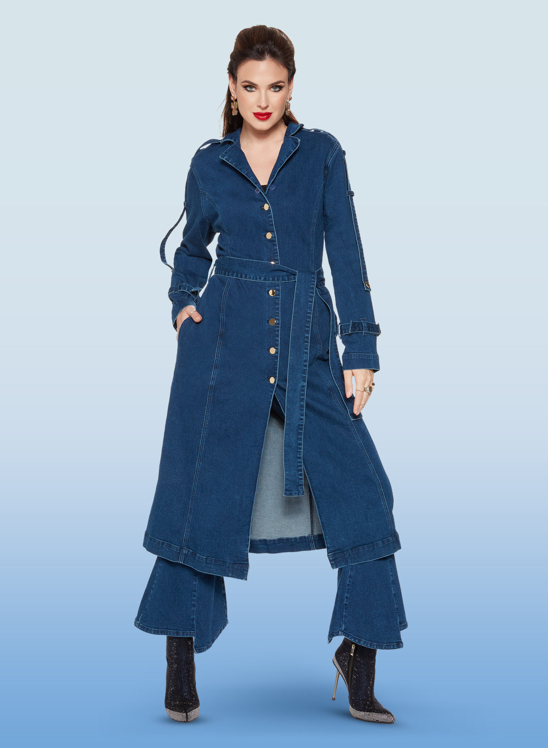 DV Jeans - 8479J - Dark Blue - Stretch Denim Faux Fur Attachment Jacket