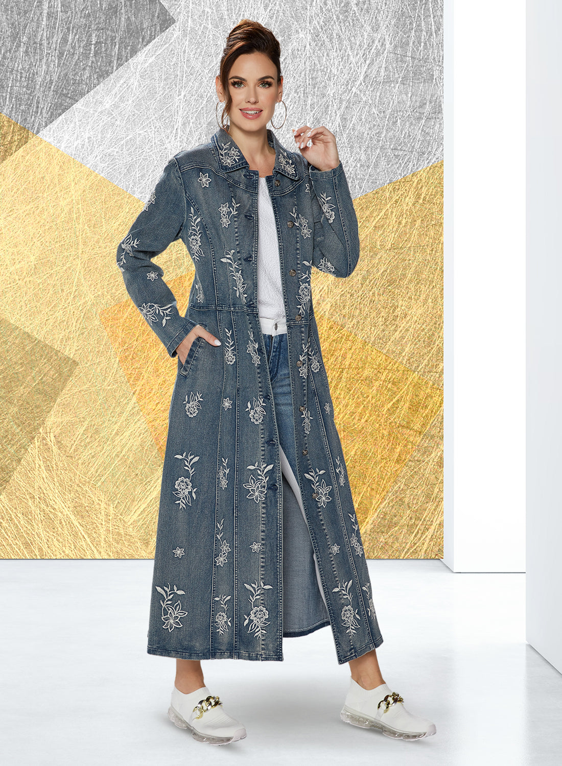 DV Jeans 8488 - Blue - Denim Duster Button Down Dress
