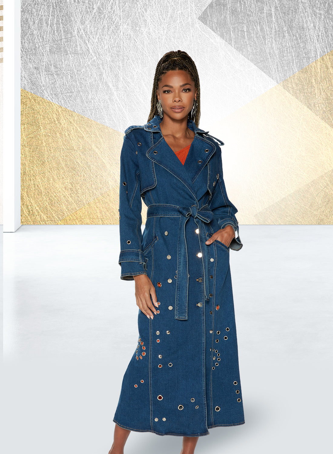 DV Jeans 8491 - Blue - Denim Grommet Coat Dress