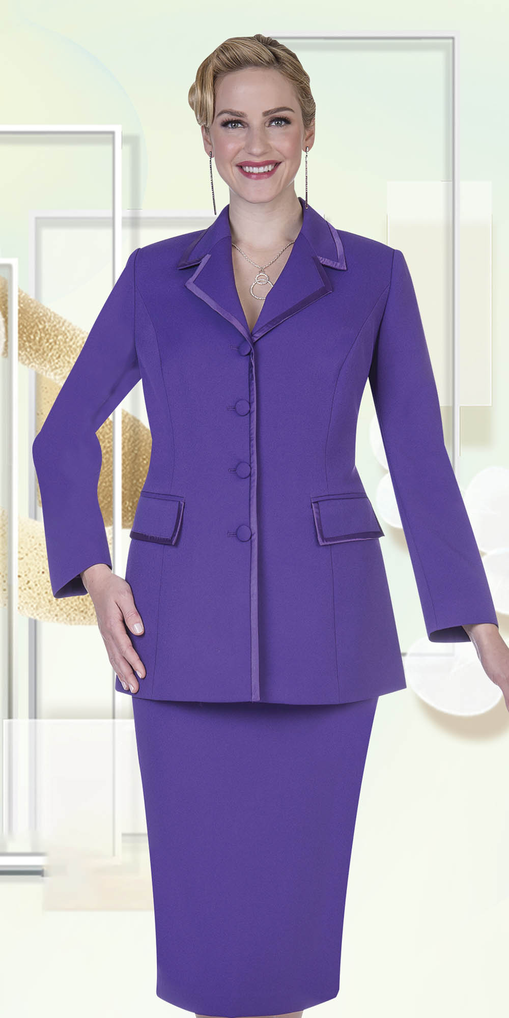 Aussie Austine - 11809 - Purple - 2pc Skirt Suit