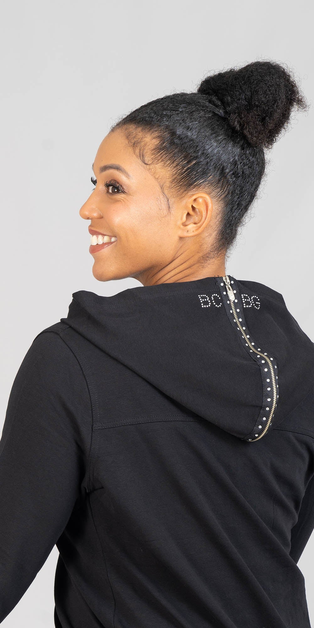 BCBG BC10765JP - Black - Embellished Hooded Knit 2pc Jog Set