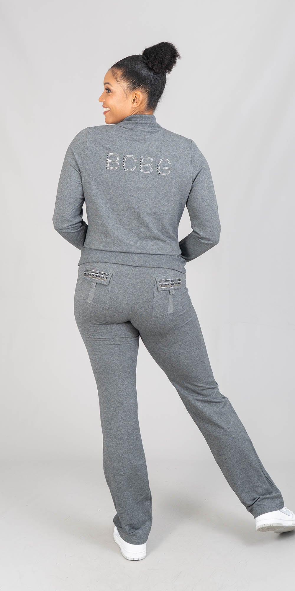BCBG BC13717JP - Heather Gray - Embellished Knit 2pc Jog Set