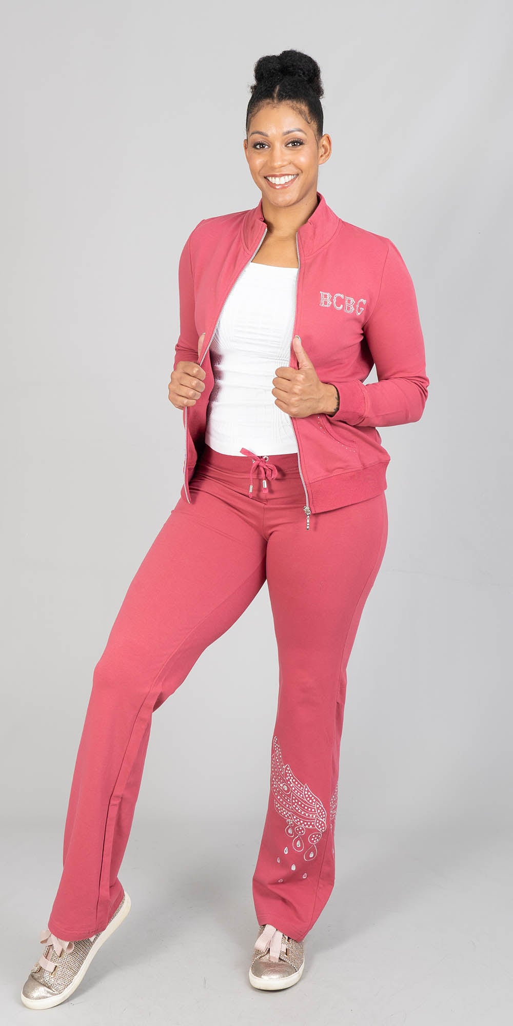 BCBG BC13743JP - Pink - Print Knit 2pc Jog Set