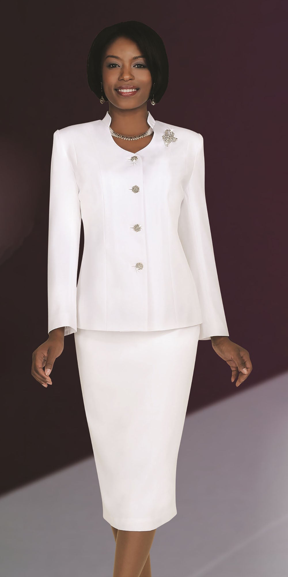 Ben Marc 78096-White- Two Piece Modern Style Suit For Women