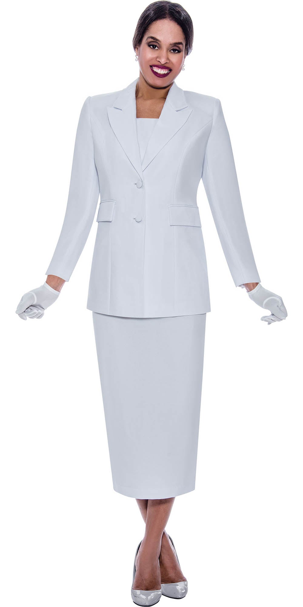 Ben Marc 2299-White - 2PC Suit With Peak Lapels
