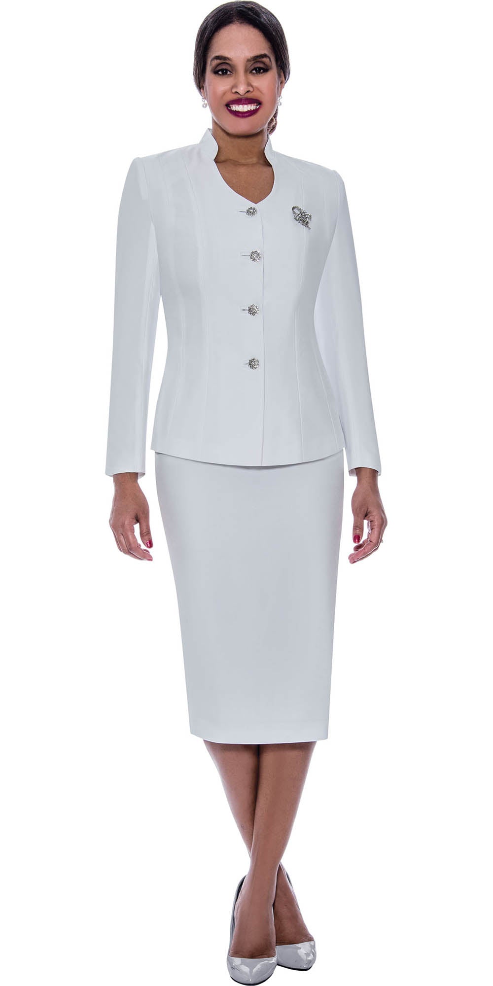 Ben Marc 78096-White- Two Piece Modern Style Suit For Women