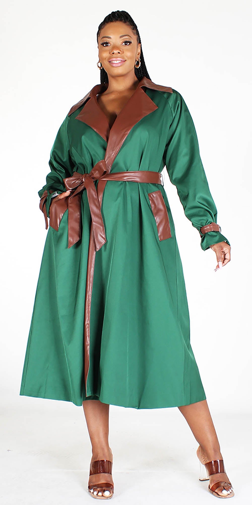 Plus size on sale green trench coat