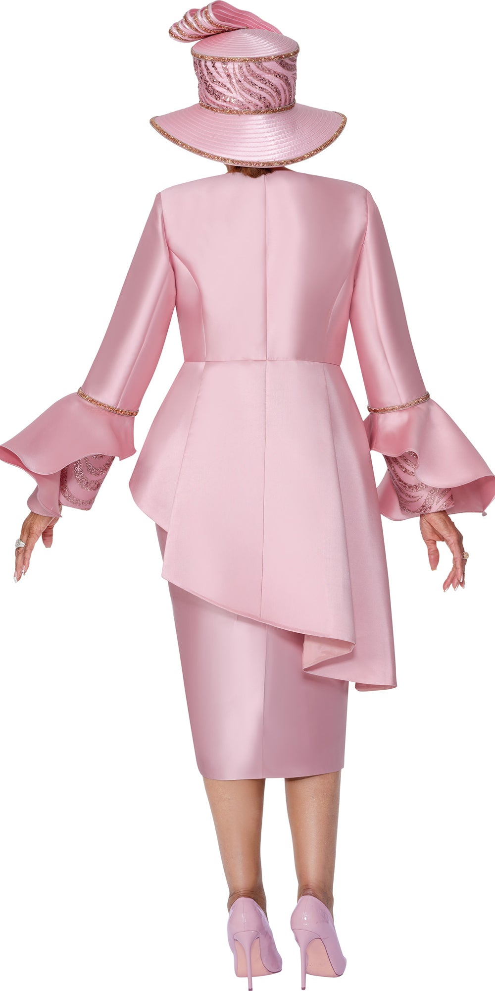 Dorinda Clark Cole 309832 - Dusty Rose - Asymmetrical Jacket Skirt Suit