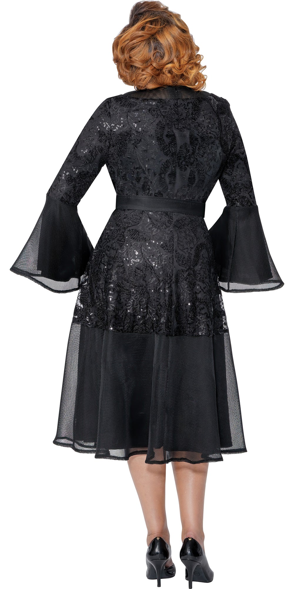 Dorinda Clark Cole 309991 - Black - Mesh Novelty Dress