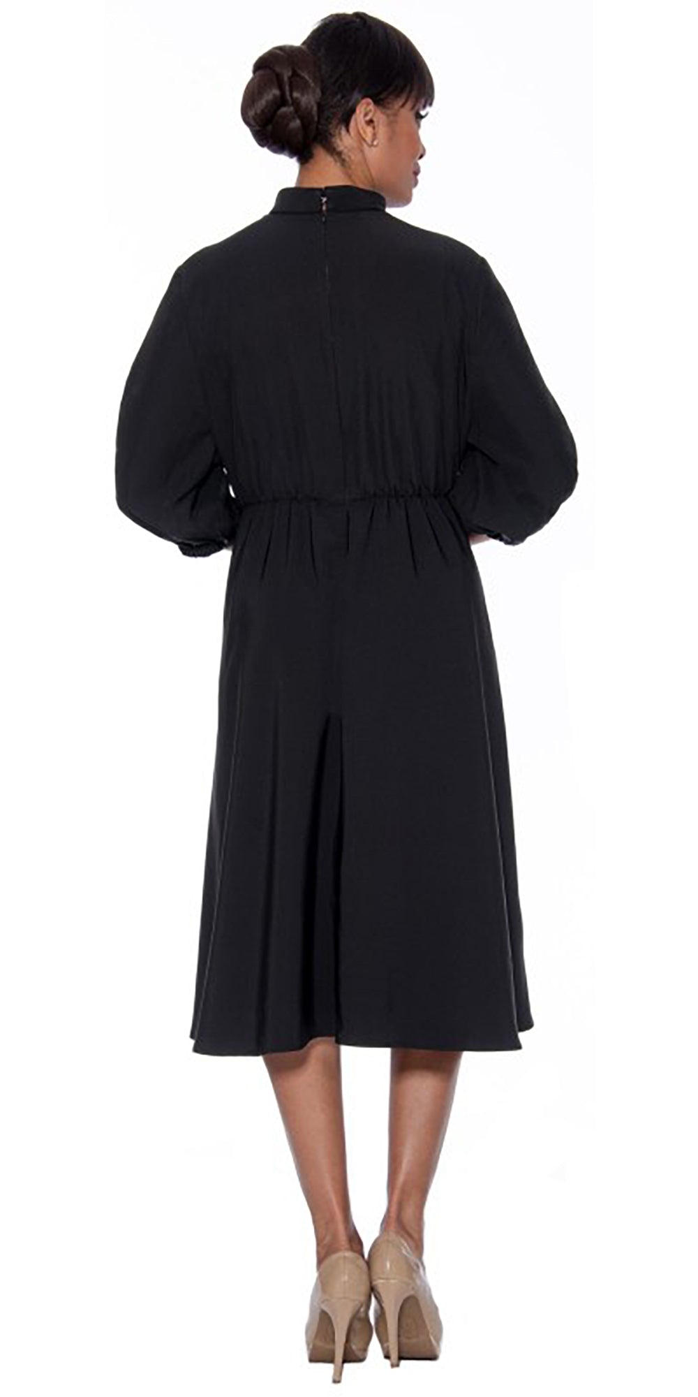 Regal Robes 9151 - Black - Removable Tab Collar Clergy Dress