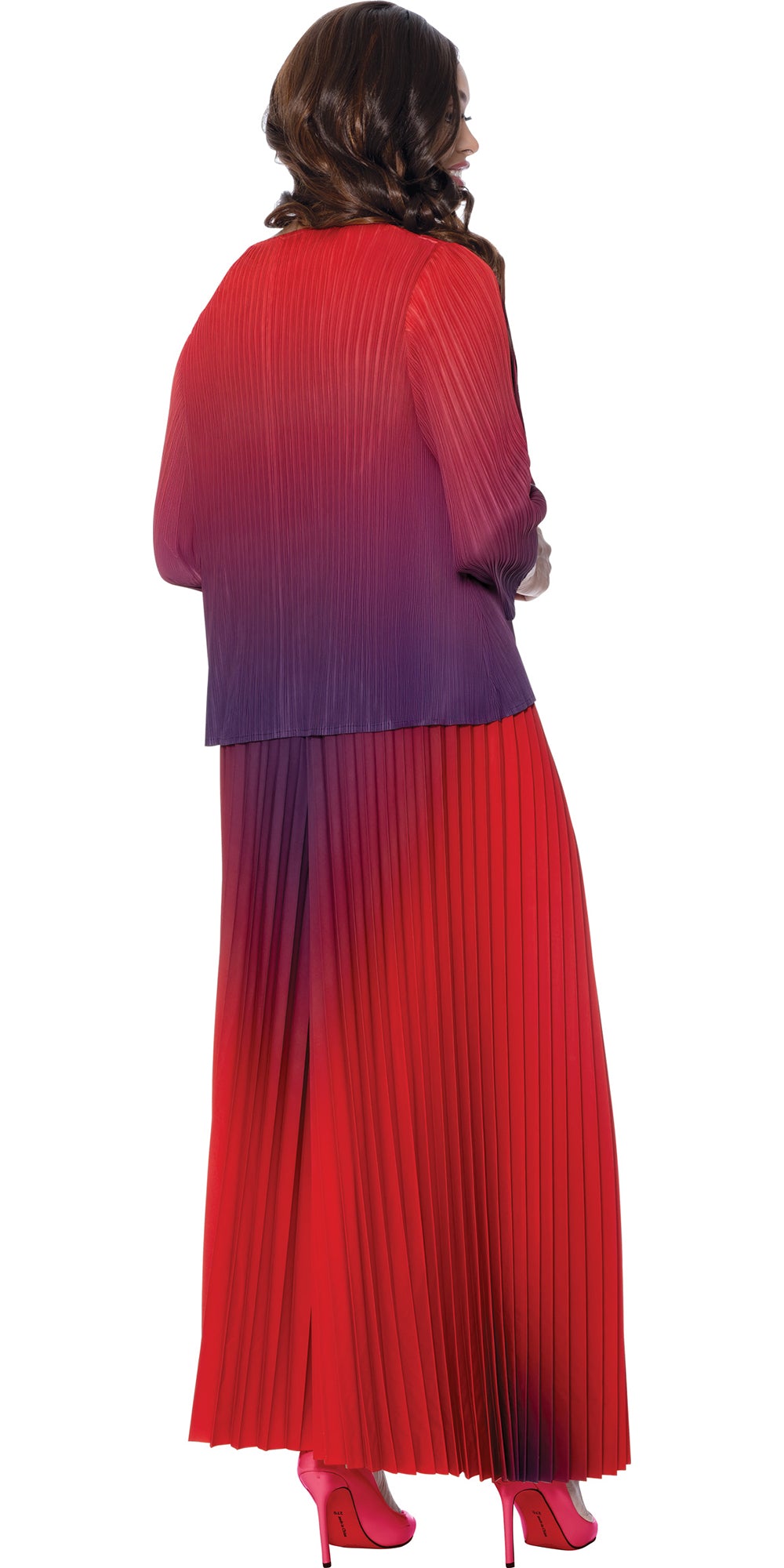 Divine Casuals 1782 - Red - 2 pc Ombre Wide Leg Pant Set