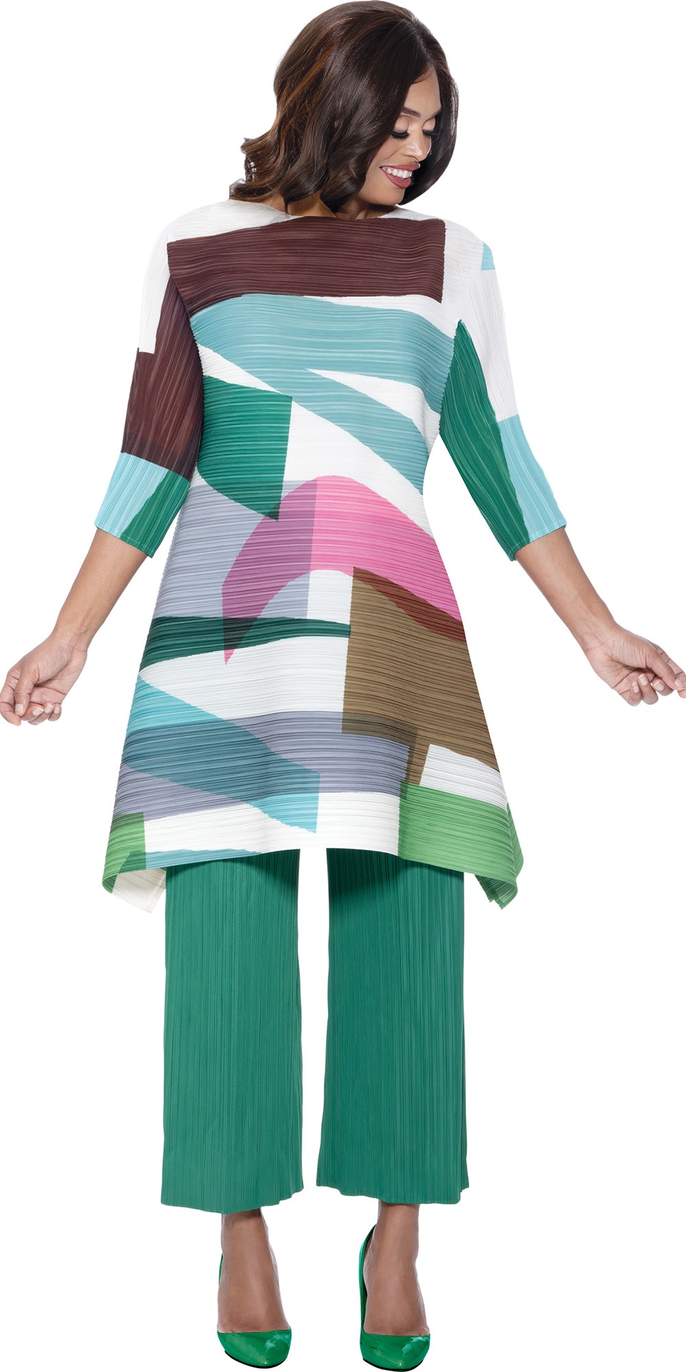 Divine Casuals 1802 - Emeral - 2 pc Plisse Pant Set
