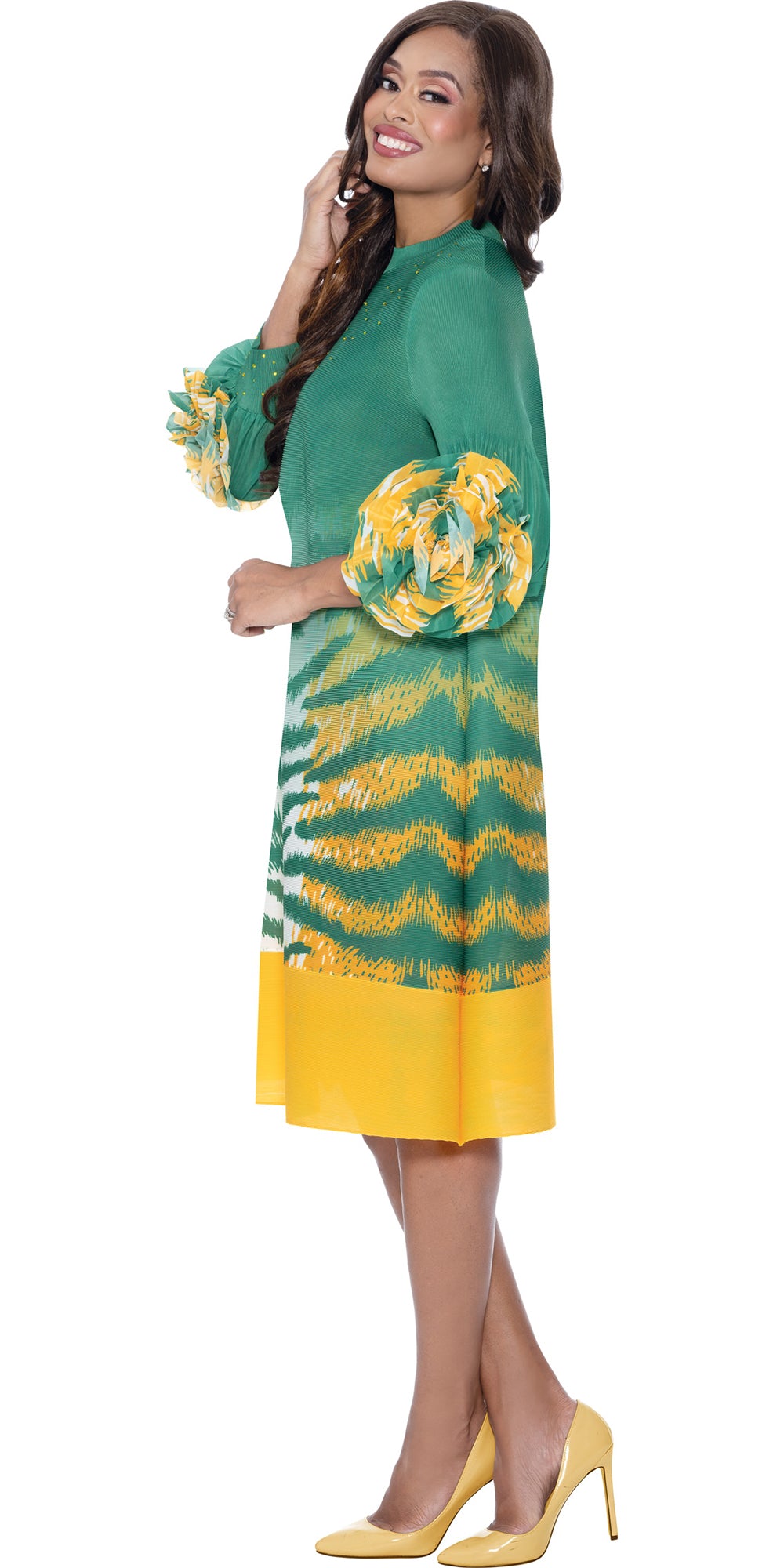 Divine Causals 1851 - Teal - Animal Print Pleat Dress