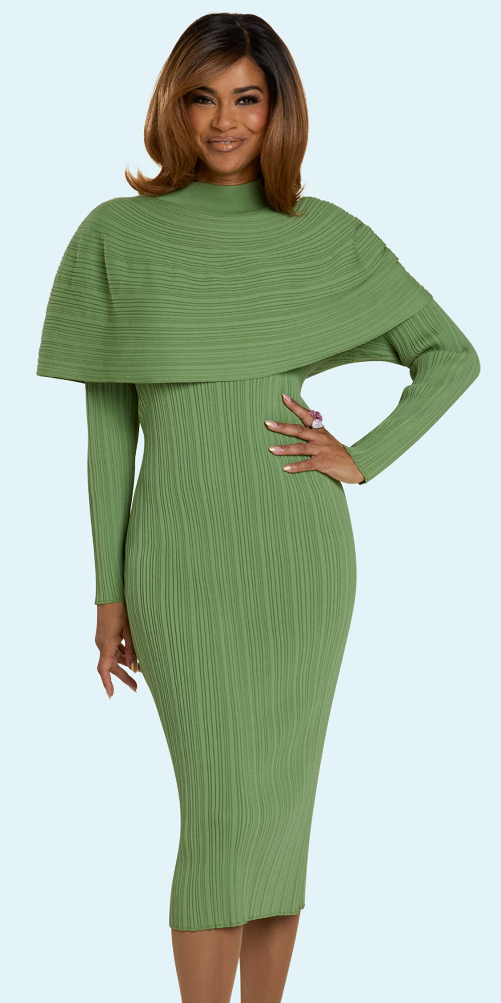 Donna Vinci 13444 - Sage - Textured Knit Dress