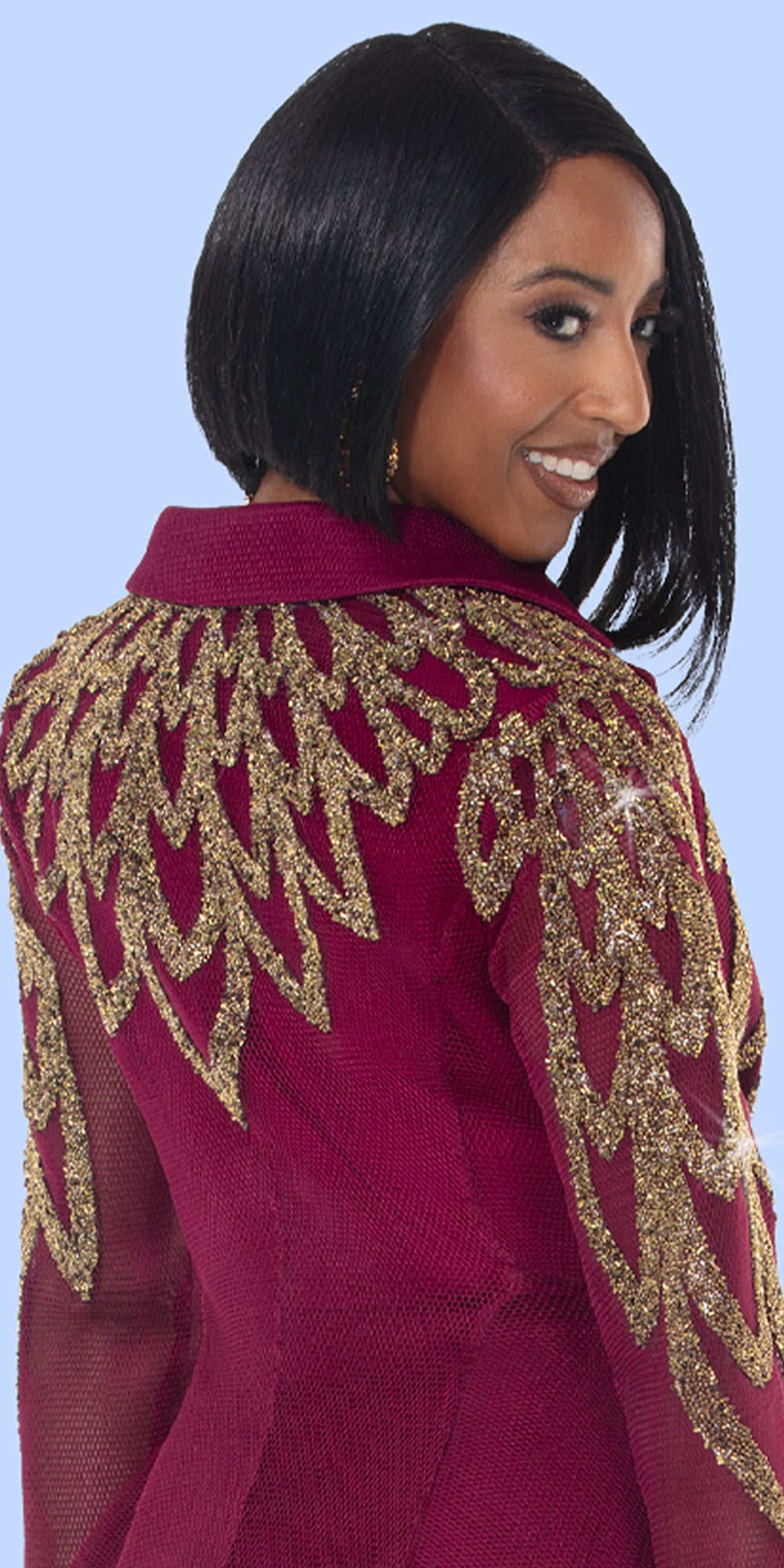 Donna Vinci 5865 - Burgundy Gold - 3 pc Jacket Skirt Set