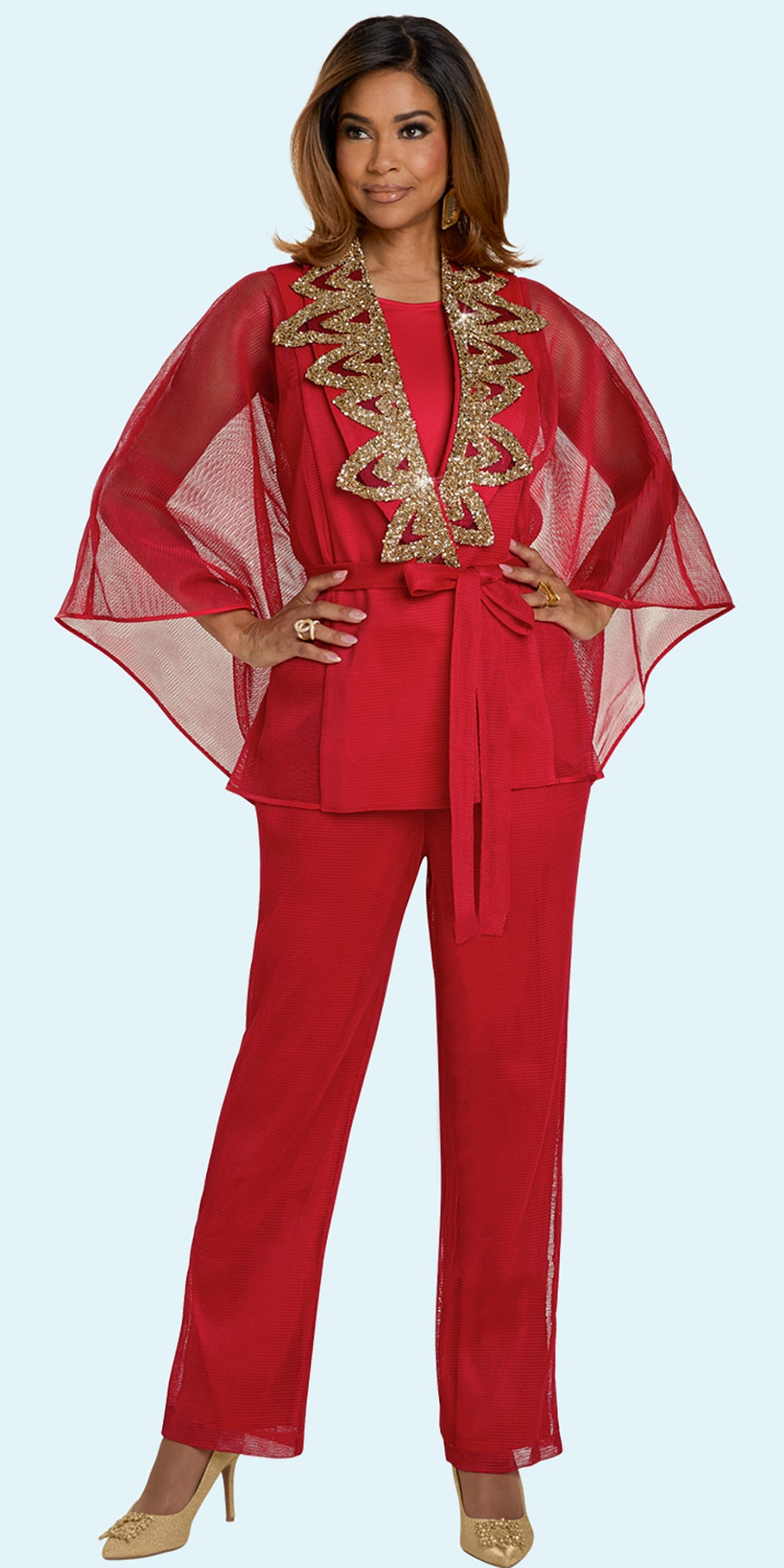 Donna Vinci 5866 - Red Gold - 3 pc Jacket Pant Set