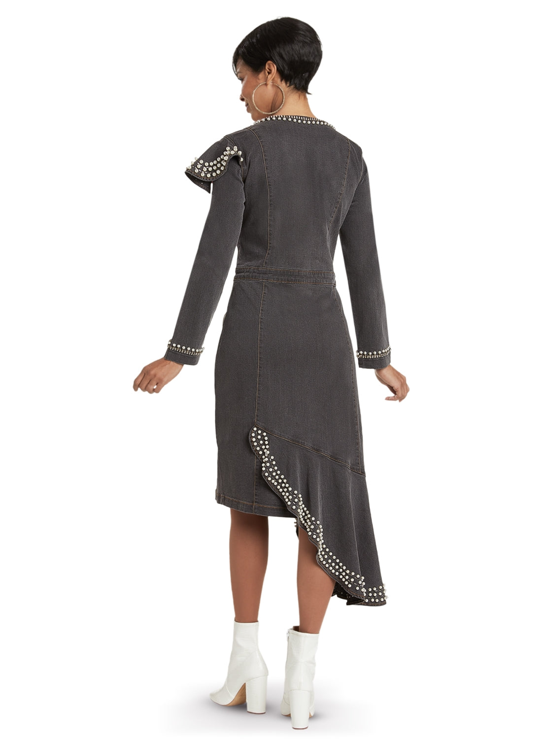 DV Jeans 8450 - Grey Dress with Pearl Trims
