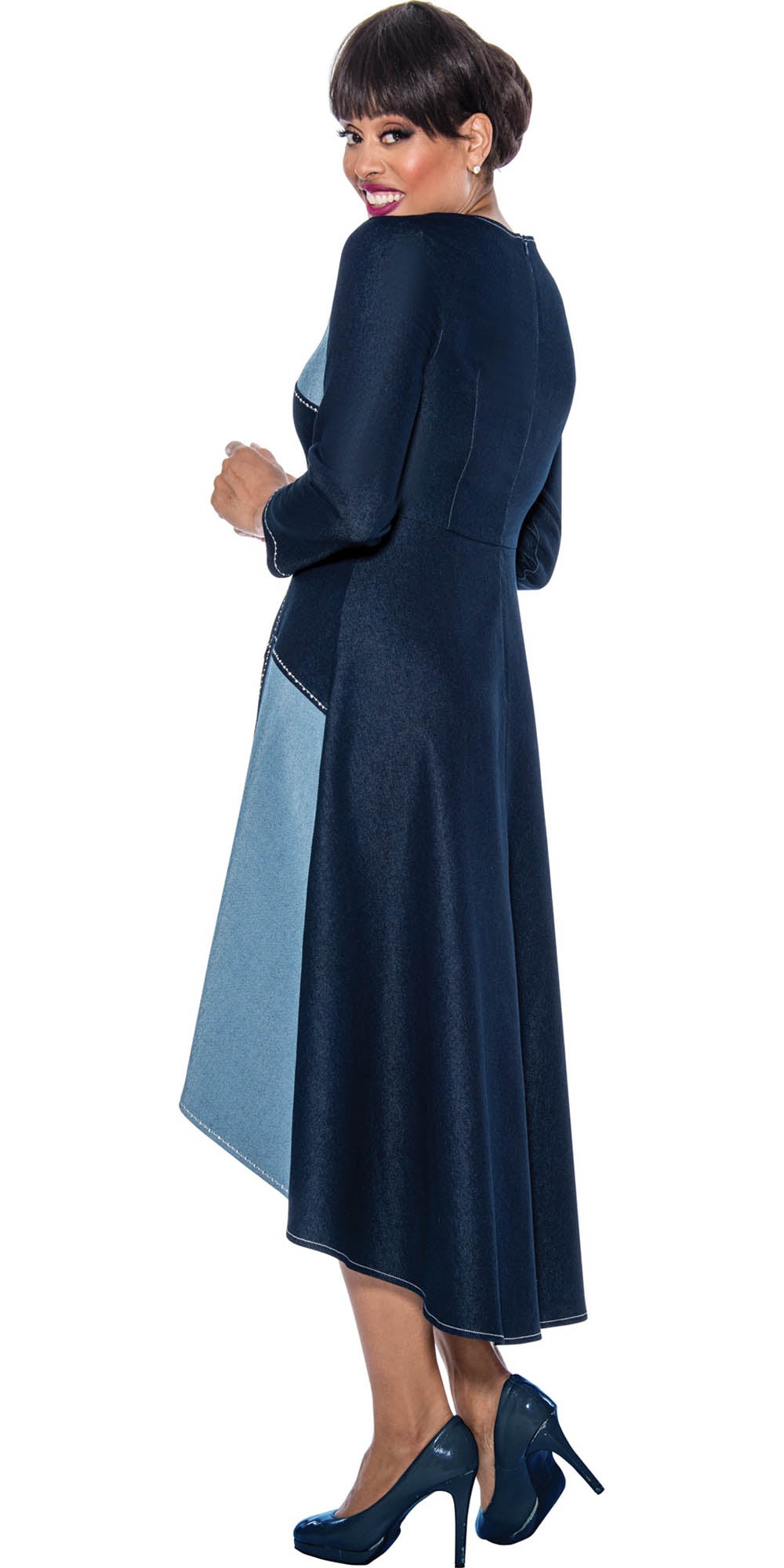 Devine Sport - 63961 - Blue - Two-tone Denim Dress