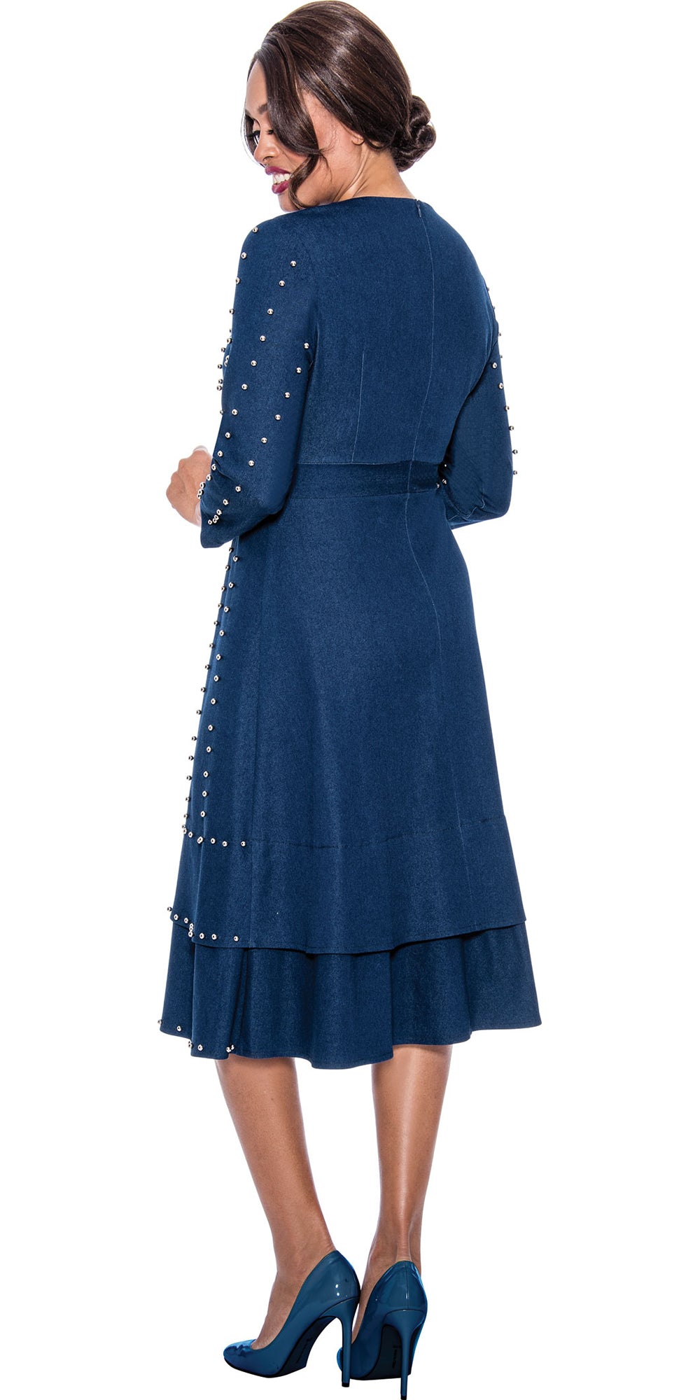 Devine Sport 64021 - Blue - Embellished Soft Stretch Denim Dress