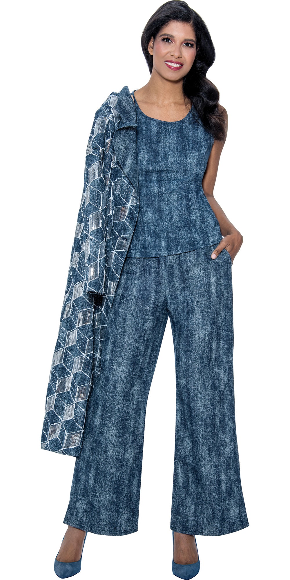 Devine Sport 800143 - Blue - 3 pc Pant Set with Duster