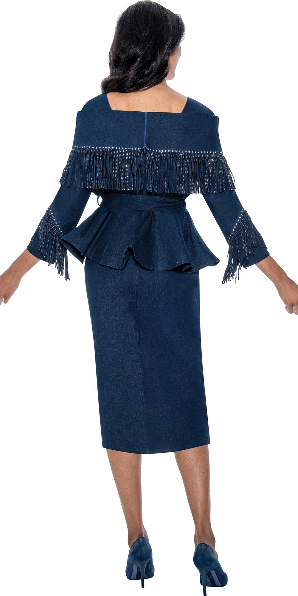 Devine Sport 800182 - Navy - Embellished Fringe Denim Skirt Set