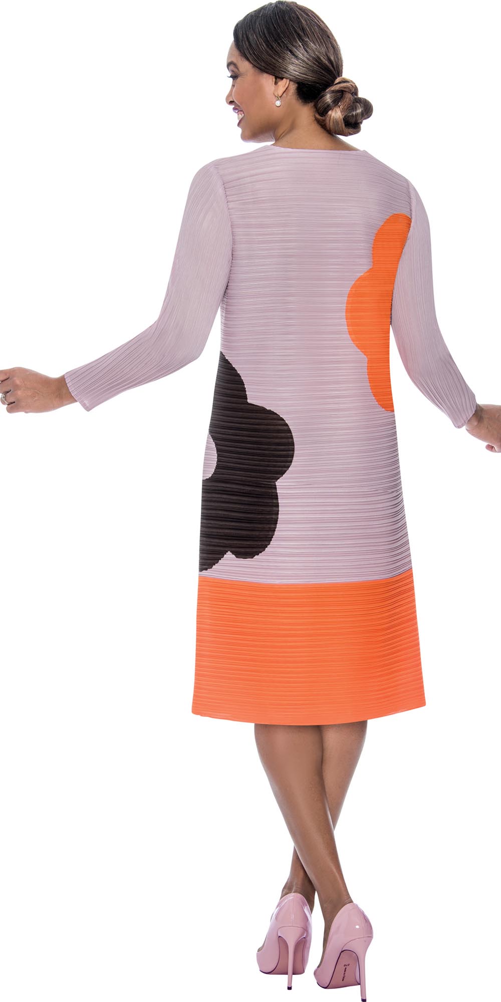 Divine Casuals 1652 - Multi Mauve - Floral Print Plisse Midi Dress