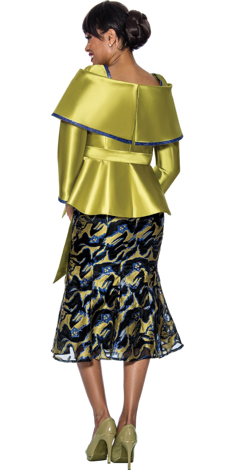 Divine Queen - 2292 - Portrait Collar Print 2pc Skirt Suit