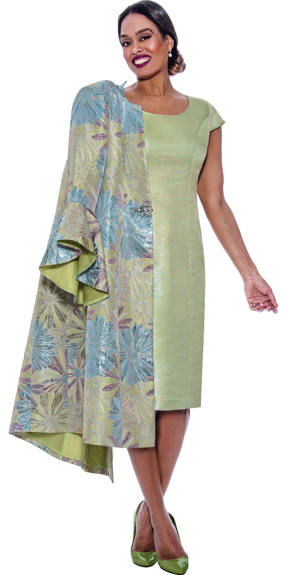 Divine Queen 2342 - Multi - 2 PC Jacquard Jacket and Dress