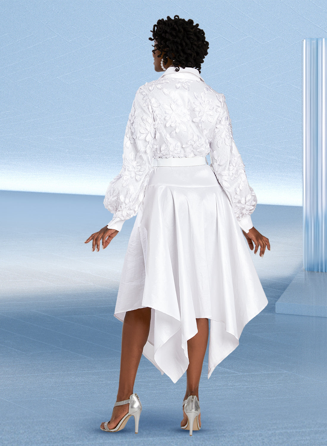 Donna Vinci 12088 - White - Handkerchief Embroidery Dress
