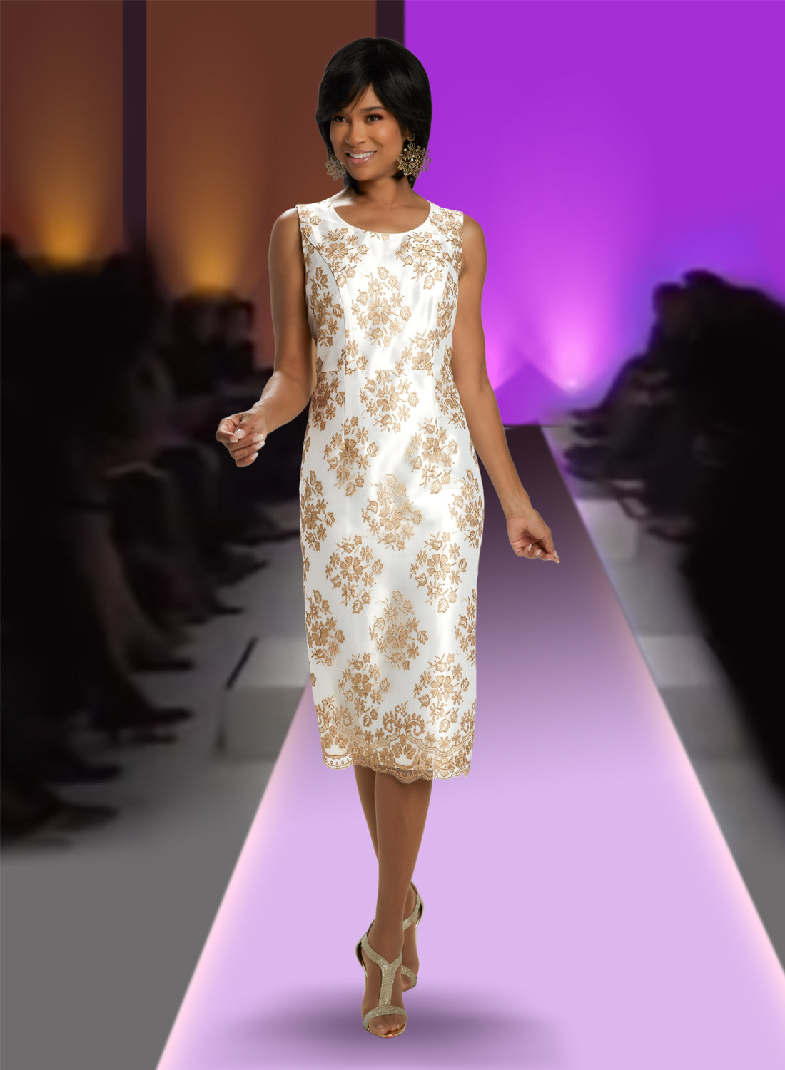 Donna Vinci 5795 - 2 PC Brocade Dress and Silk Look Jacket with Rhinestones and Sequins