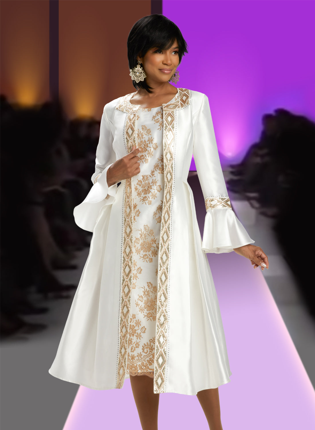 Donna Vinci 5795 - 2 PC Brocade Dress and Silk Look Jacket with Rhinestones and Sequins