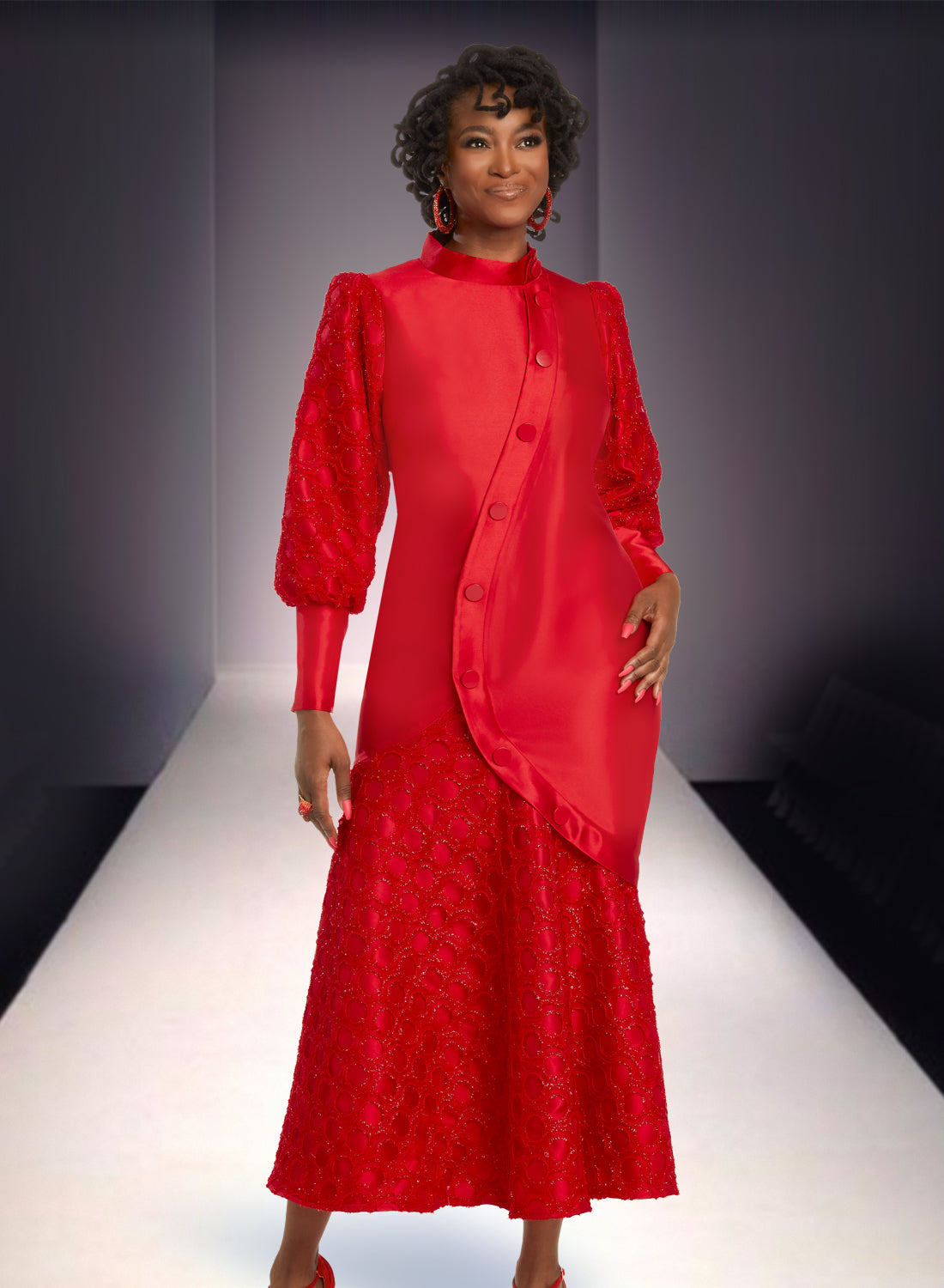 Donna Vinci - 5807 - Red - Side Wrap Novelty Dress