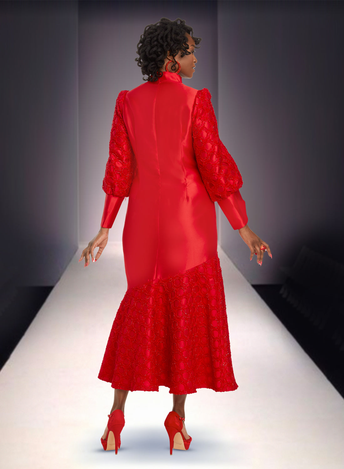 Donna Vinci - 5807 - Red - Side Wrap Novelty Dress
