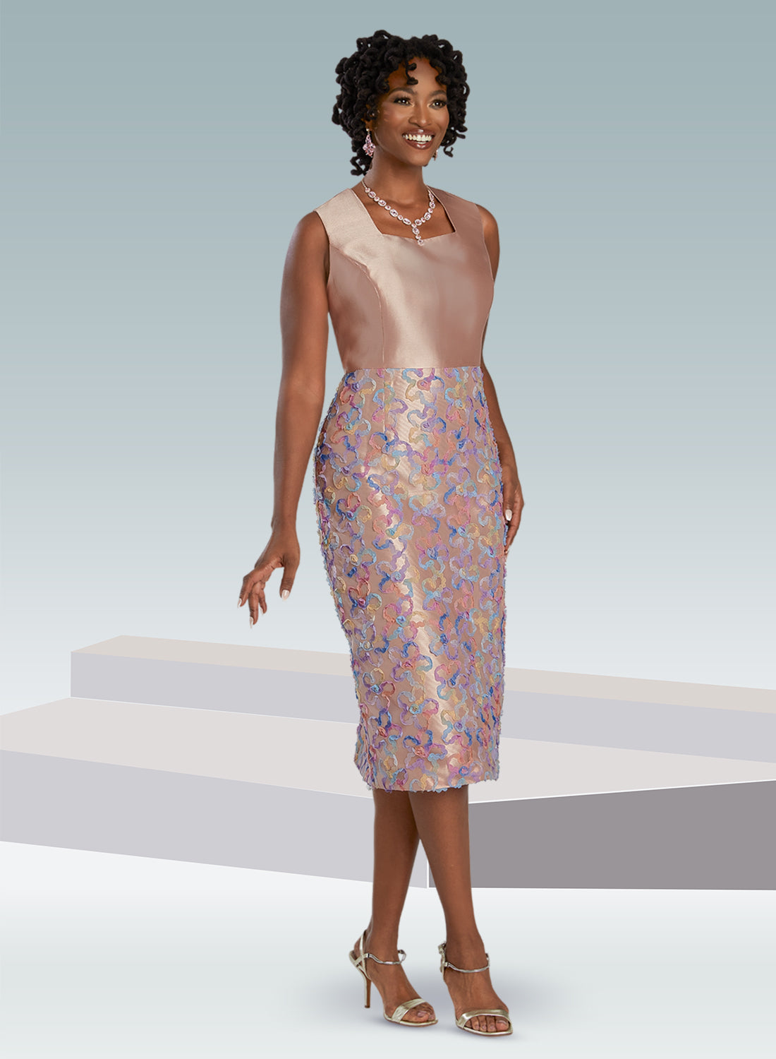 Donna Vinci 5841 - Blush - Silk Brocade Dress and Jacket