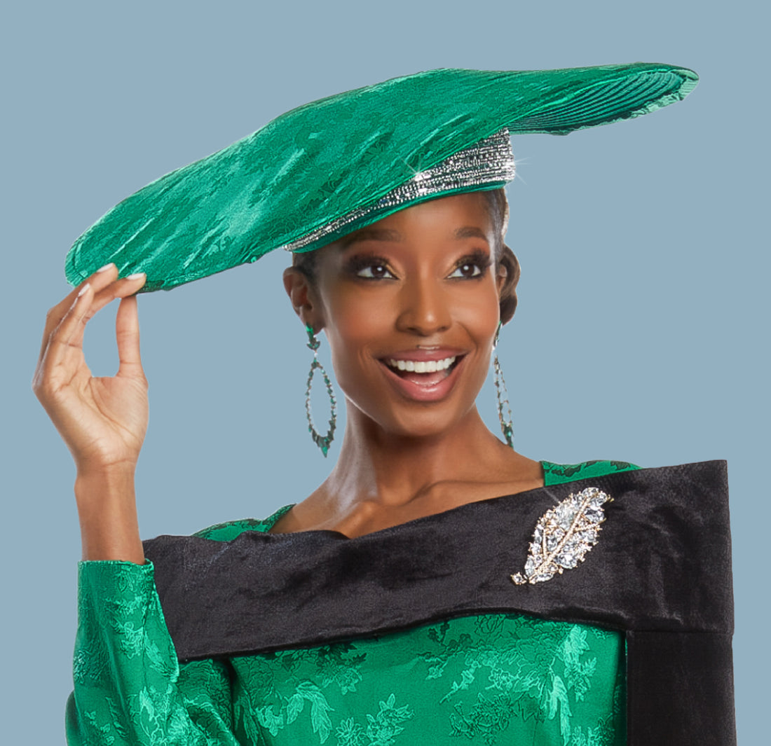 Donna Vinci - 5810 - Green Black - Velvet Cape 2pc Skirt Suit
