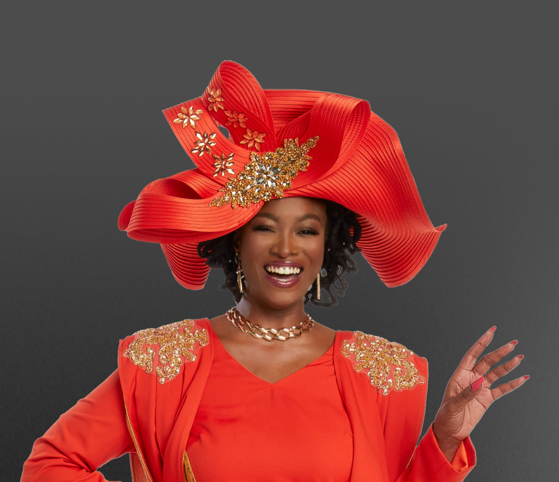 Donna Vinci - 5816 - Orange Gold - Two-tone Capelet Belted Dress