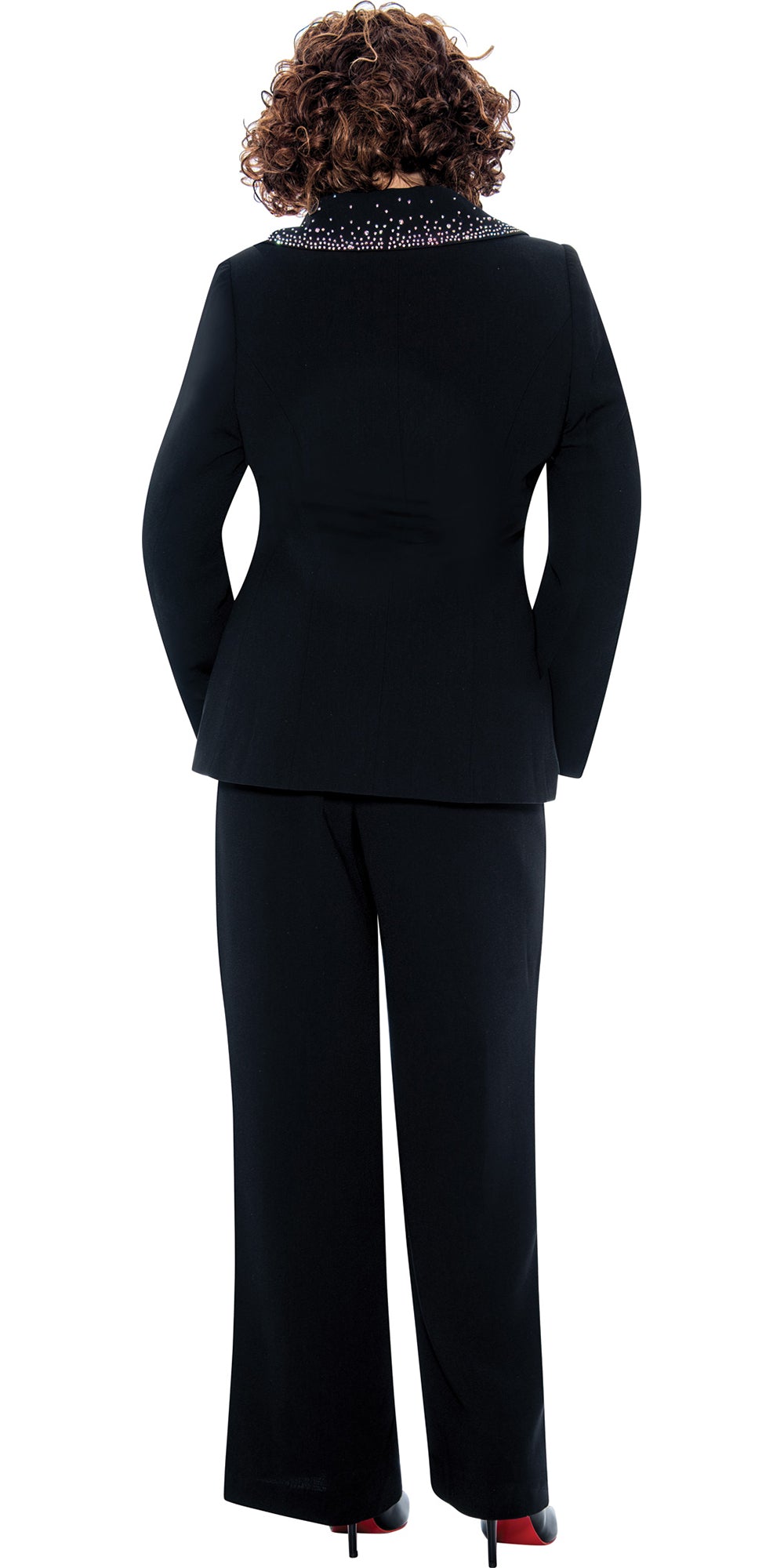 Dorinda Clark Cole 309093 - Black - 3 pc Embellished Crepe Pant Suit
