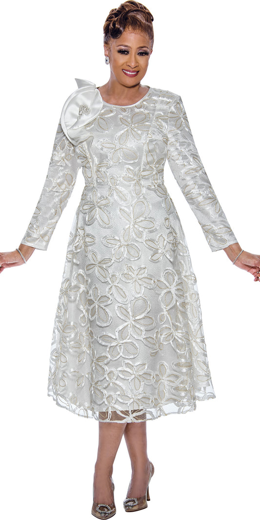 Dorinda Clark Cole 5271 - White - Soutache Dress