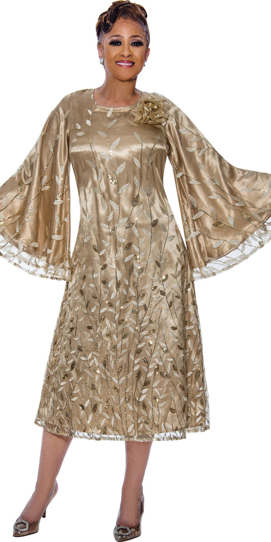 Dorinda Clark Cole 5511 - Champagne - Lace Border Dress