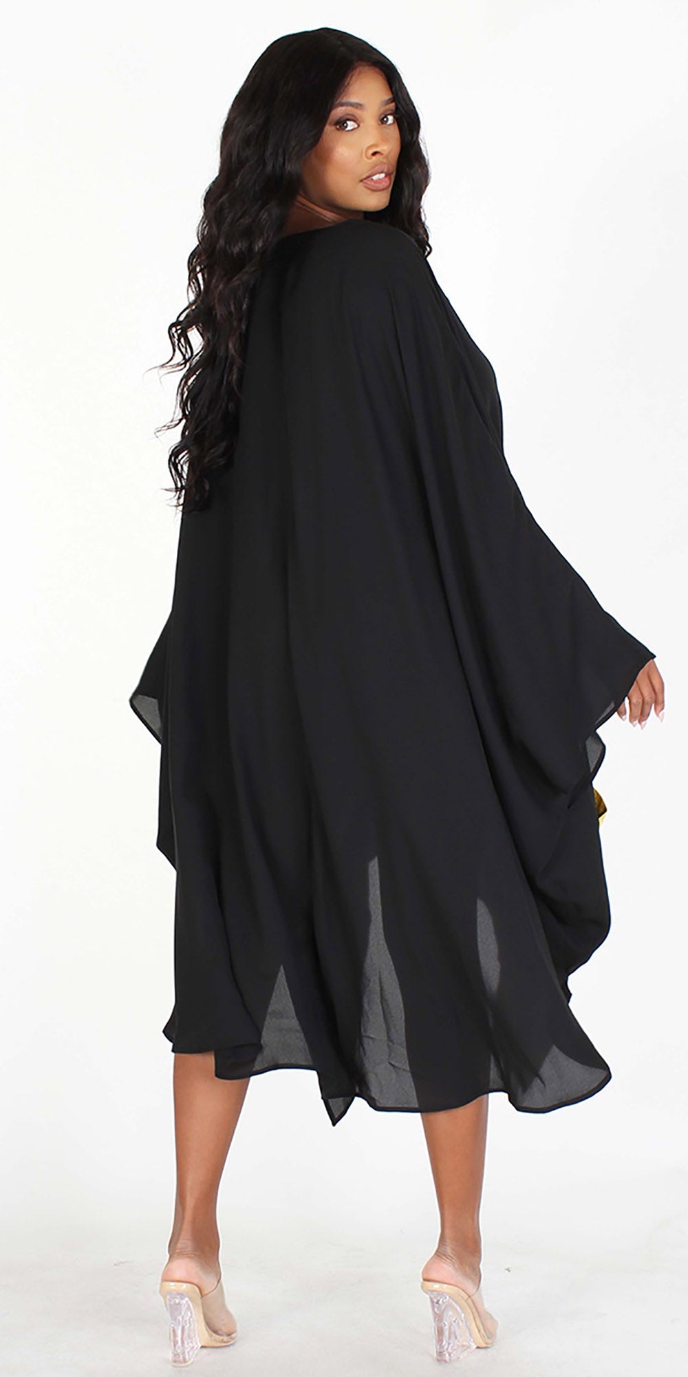 Eien EI1833 - Black - Sheer Faux Leather Pocket Top