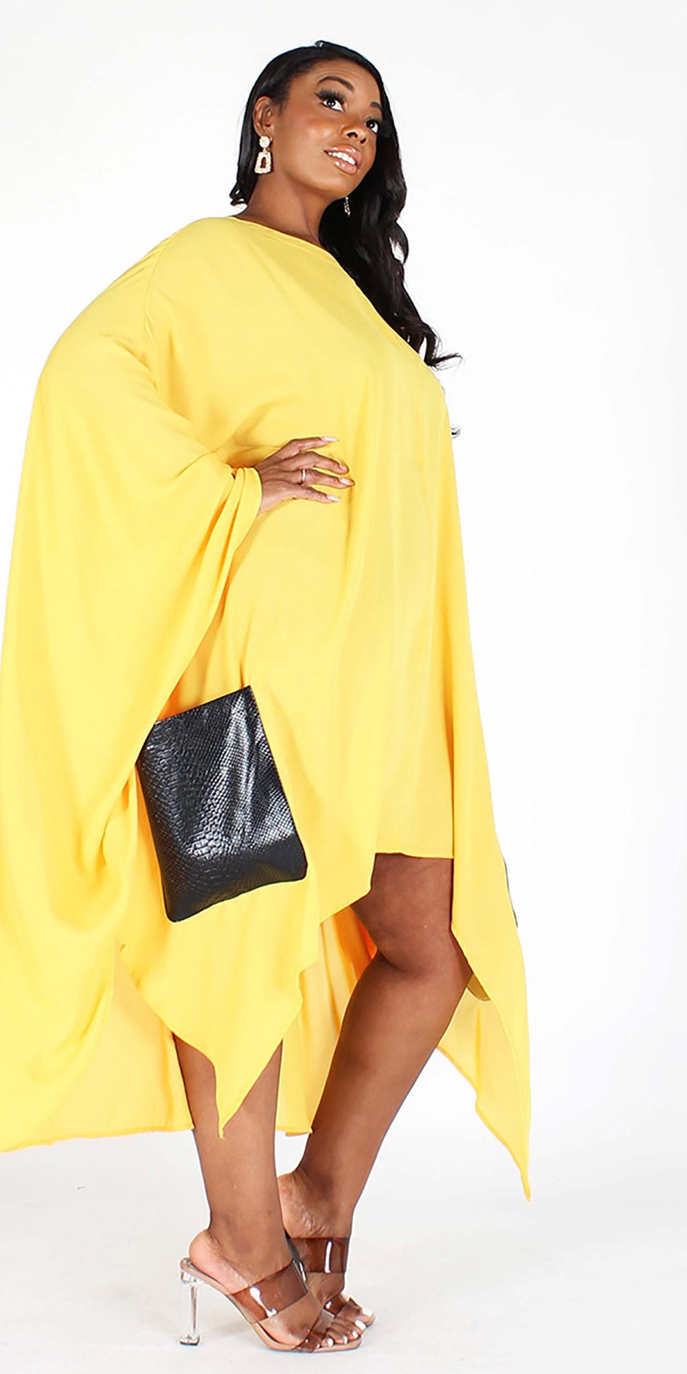 Eien EI1833 - Yellow - Sheer Faux Leather Pocket Top