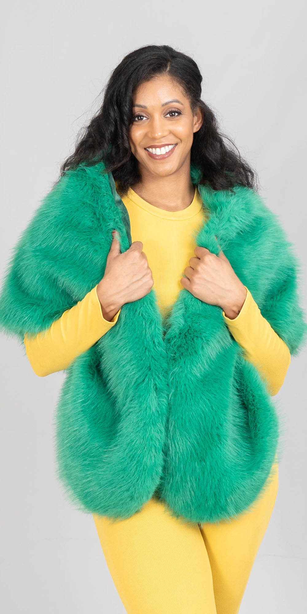 Fashion HX301 - Green - Faux Fur Cape