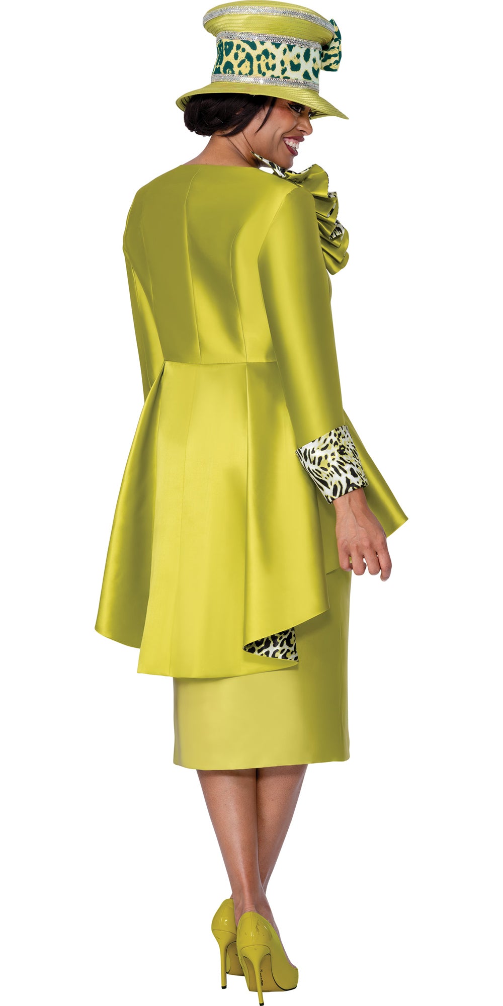 GMI 400552 - Olive - Leopard Twill Skirt Suit