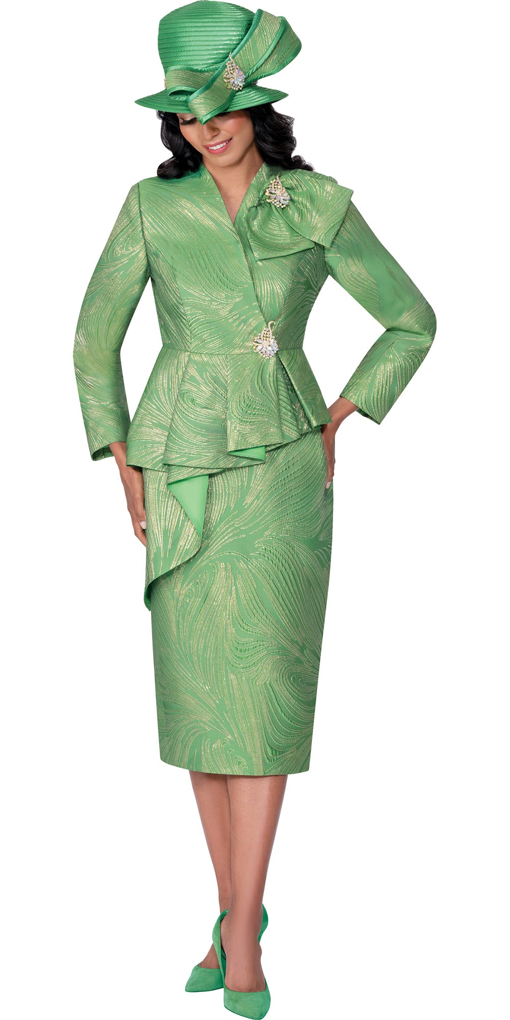 GMI 401002 - Emerald - Jacquard Skirt Suit