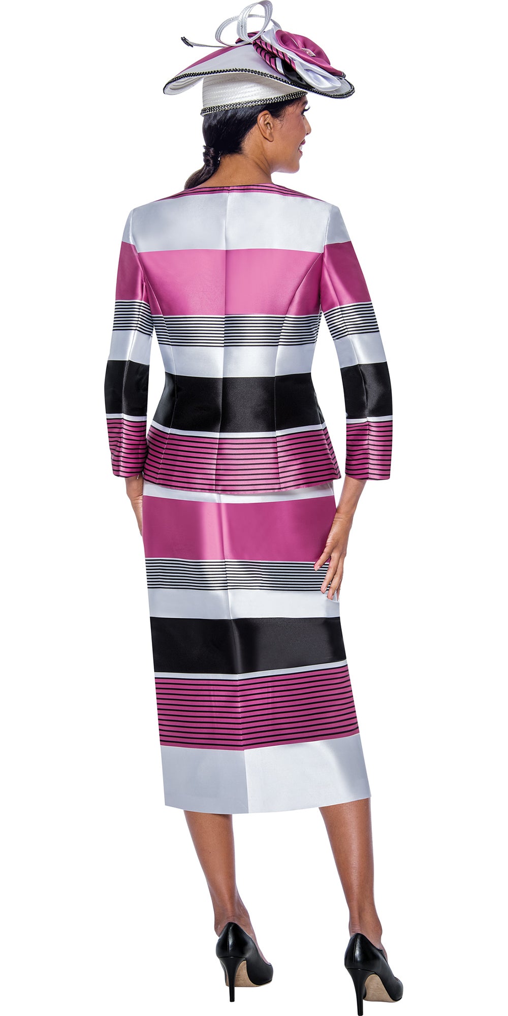 GMI - 10102 - Multi - 2 PC Stripe Print Twill Skirt Suit