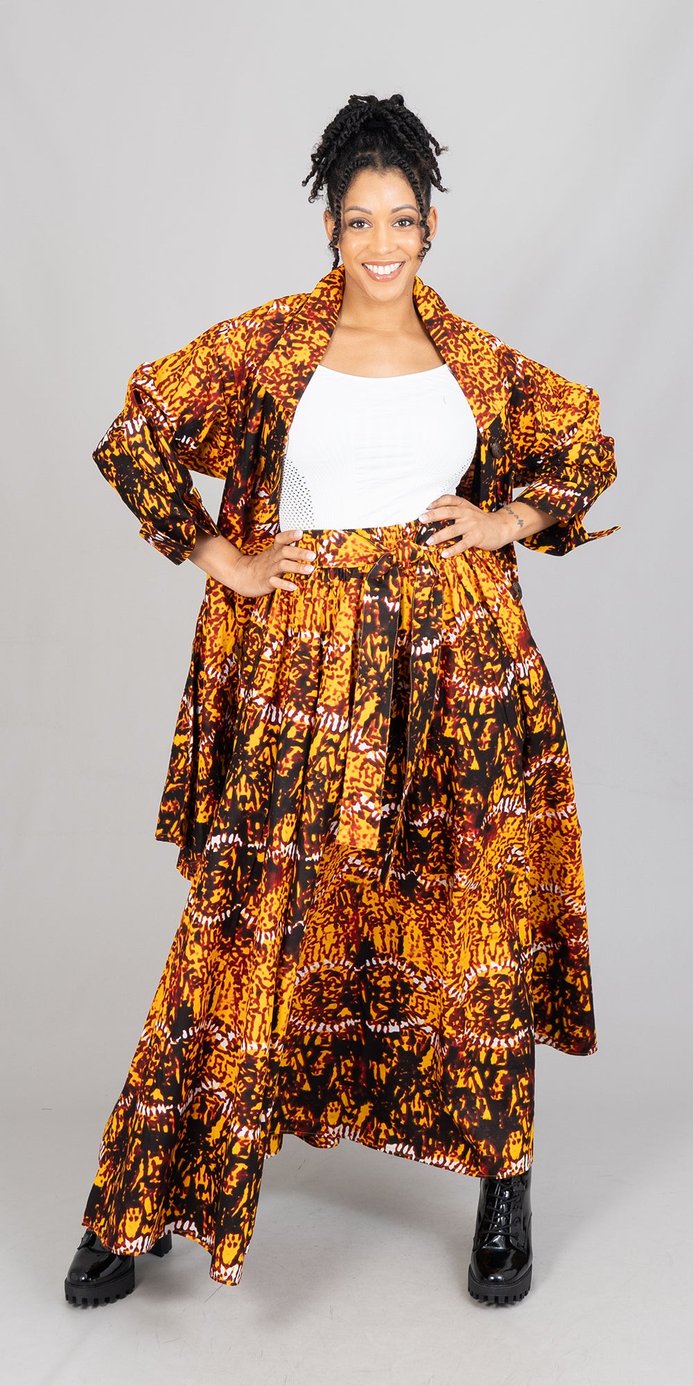 KaraChic 7001-609 Elastic Waist African Print Maxi Skirt