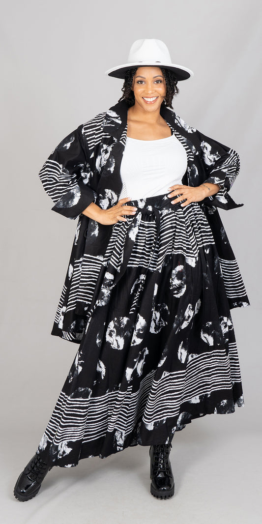 KaraChic 7001-610 Elastic Waist African Print Maxi Skirt